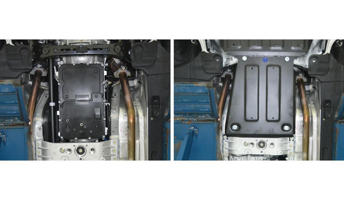 Защита КПП Rival для Genesis G80 4WD 2017-2020, сталь 1.8 мм, с крепежом, штампованная, 111.2355.1