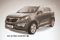 Защита переднего бампера d57+d42 Kia Sportage (2010-2016) Black Edition, Slitkoff, арт. KSP010-004BE