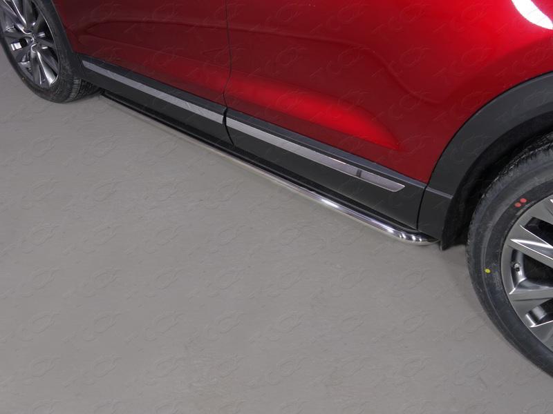 Пороги с площадкой (нерж. лист) 42,4 мм для автомобиля Mazda CX-9 2013-2017, TCC Тюнинг MAZCX913-13