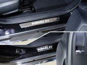 Накладки на пороги (лист зеркальный надпись Subaru XV) 4шт для автомобиля Subaru XV 2017-