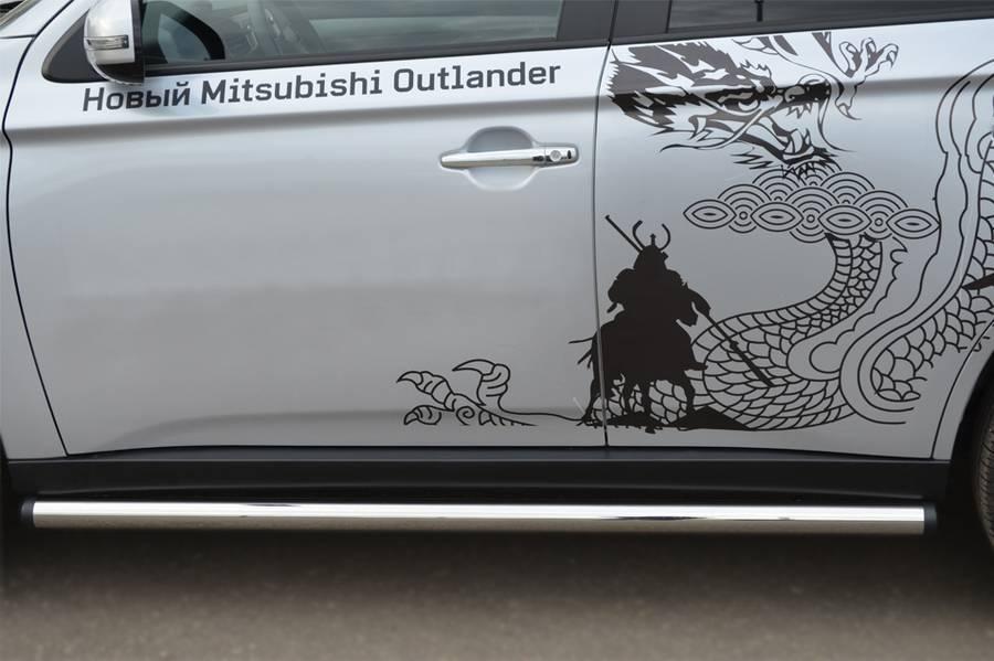 Пороги труба d63 вариант 2 для Mitsubishi Outlander 2012, Руссталь MRT-0010532