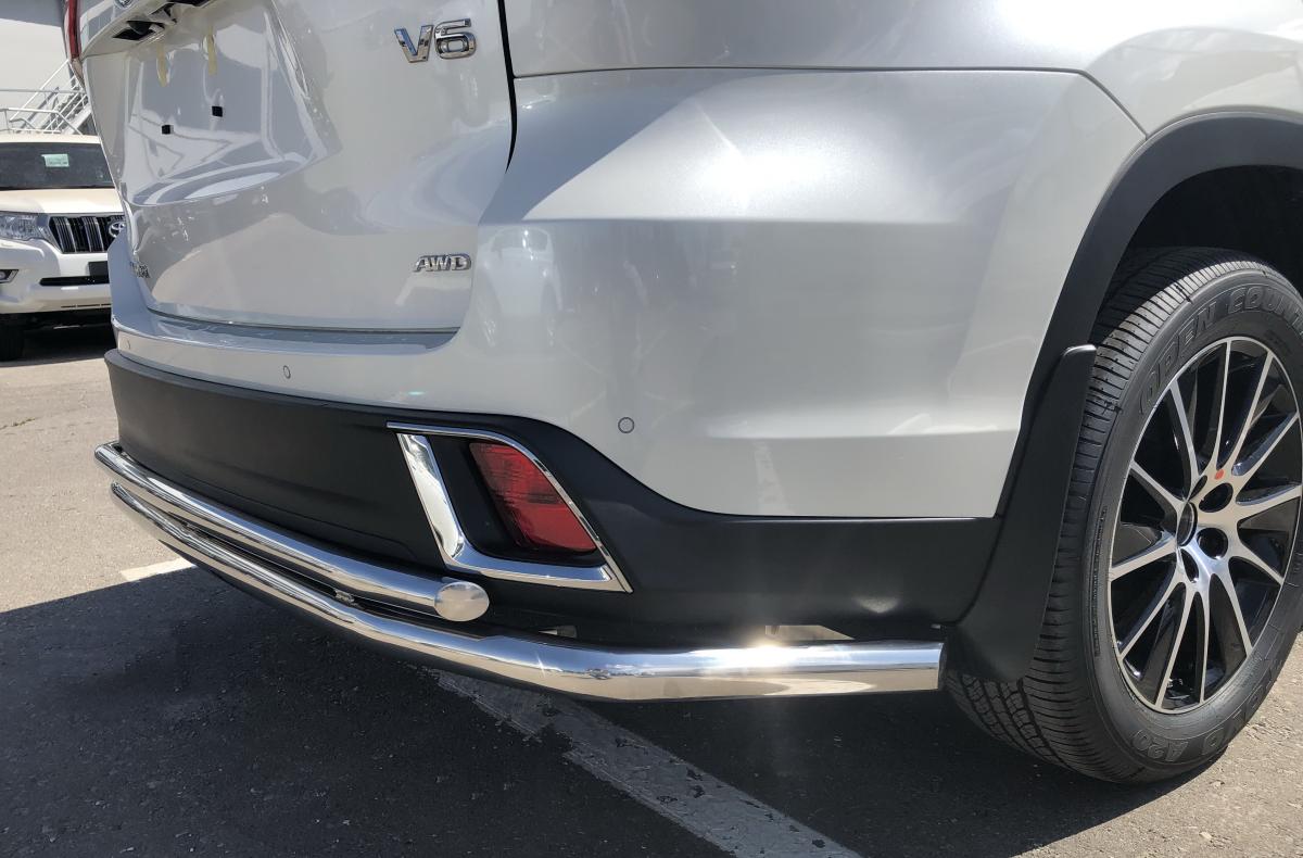 Защита заднего бампера угловая большая двойная для автомобиля TOYOTA Highlander 2017 арт. THL.17.22-1