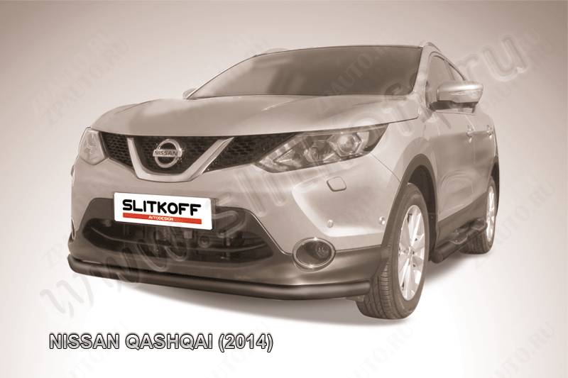 Защита переднего бампера d57 черная Nissan Qashqai (2013-2019) , Slitkoff, арт. NIQ14-002B