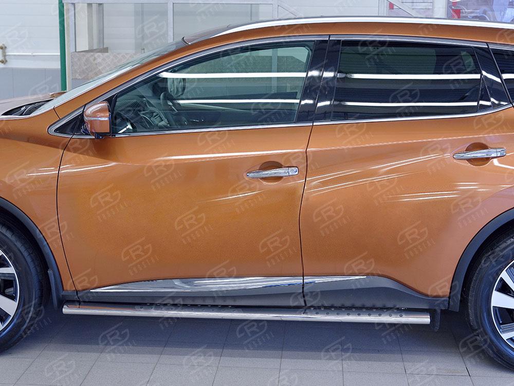 Пороги труба 120х60 овал с проступью для Nissan Murano 2016, Slitkoff NMUO-002407