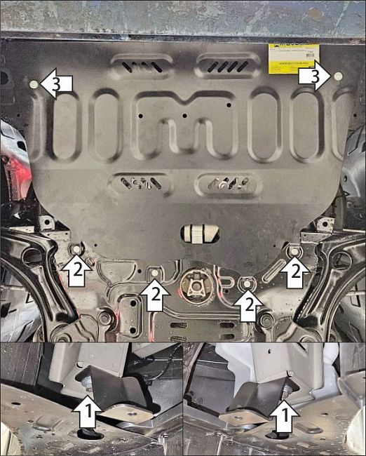 Защита стальная Мотодор (Двигатель, Коробка переключения передач), 2 мм,  Gac GS4  2024- арт. 77806