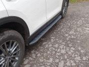 Пороги алюминиевые с пластиковой накладкой (карбон черные) 1720 мм для автомобиля Mazda CX-5 2017-, TCC Тюнинг MAZCX517-29BL