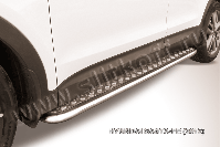 Защита порогов d42 с листом усиленная Hyundai Santa-Fe (2012-2018) Black Edition, Slitkoff, арт. HSFT12-004BE