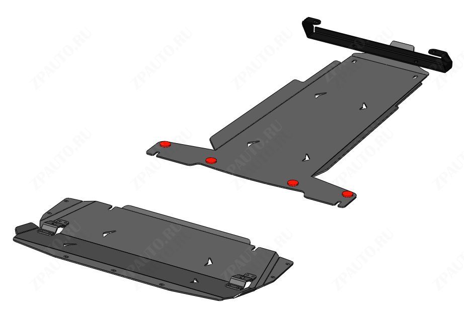 04.48ABC Защита картера  CADILLAC CT6 (2018-) (2 части) (Алюминий 4 мм)