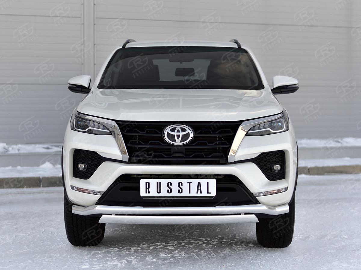 TOYOTA FORTUNER 2020- Защита переднего бампера d57 волна-d75х42 дуга TFRZ-003525