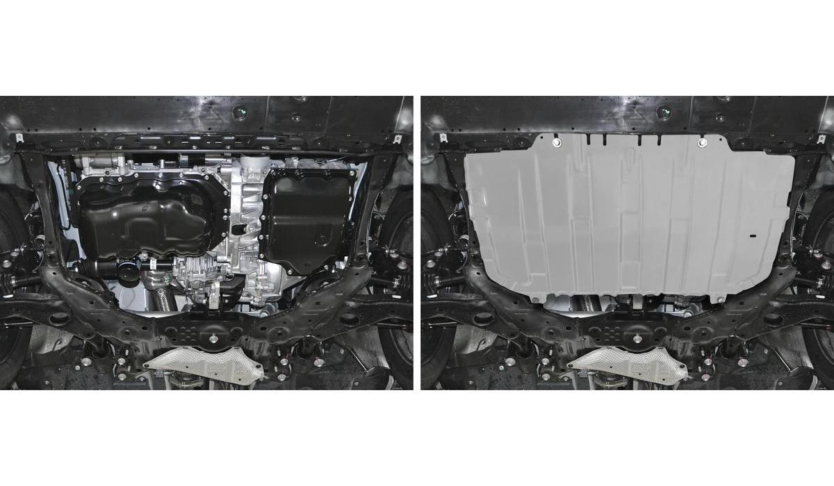 Защита картера и КПП Rival для Mazda 3 BM 2013-2018, штампованная, алюминий 3 мм, с крепежом, 333.3825.1