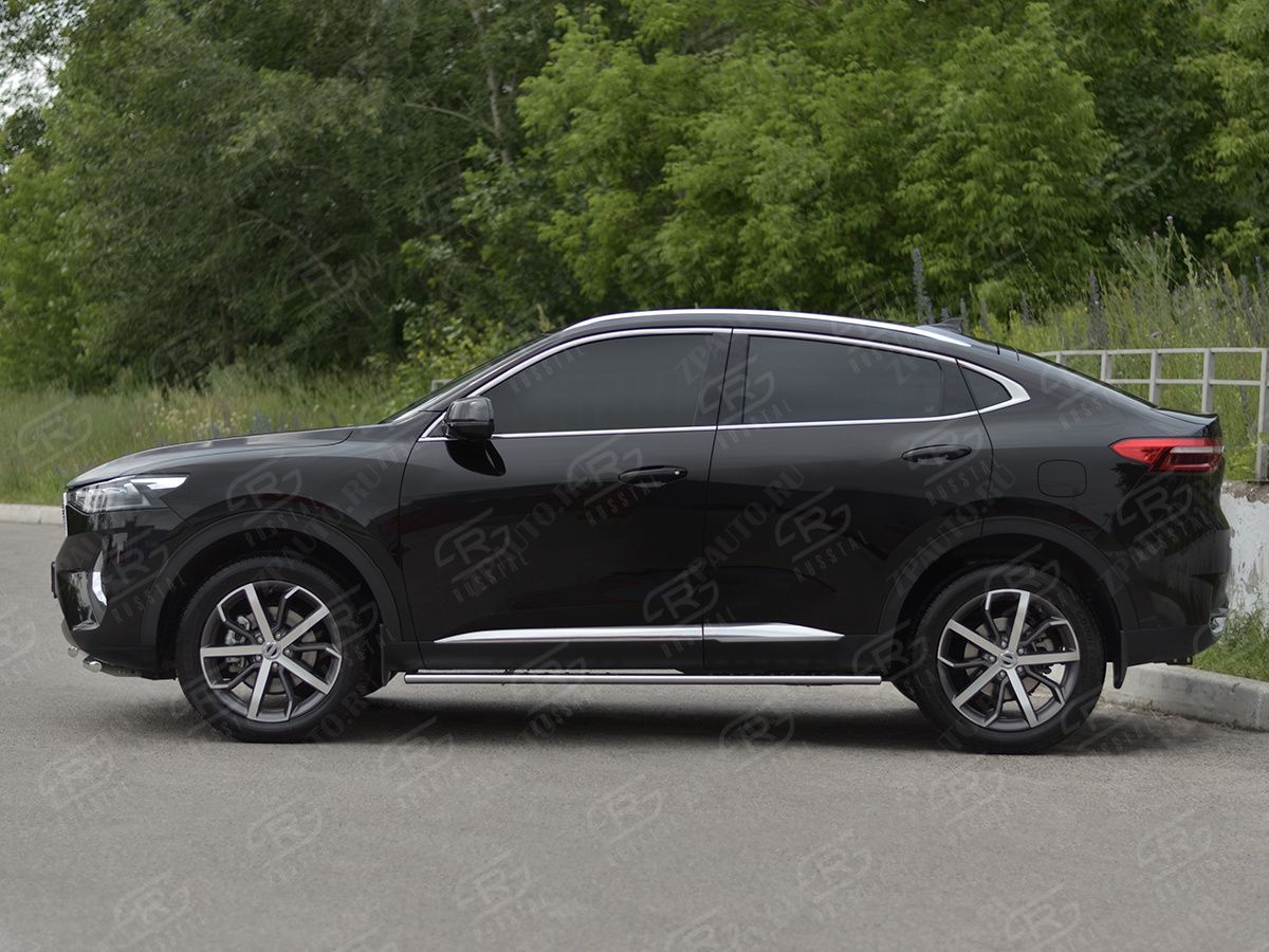 HAVAL F7X 1.5 4WD 2019-2022 Пороги труба 75х42 овал с проступью HF7XO-003840