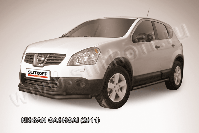 Защита переднего бампера d57+d42 двойная длинная черная Nissan Qashqai (2010-2013) , Slitkoff, арт. NIQ11-001B