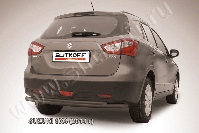 Защита заднего бампера d57+d42 двойная черная Suzuki SX-4 (2013-2016) , Slitkoff, арт. SSX4-14-007B