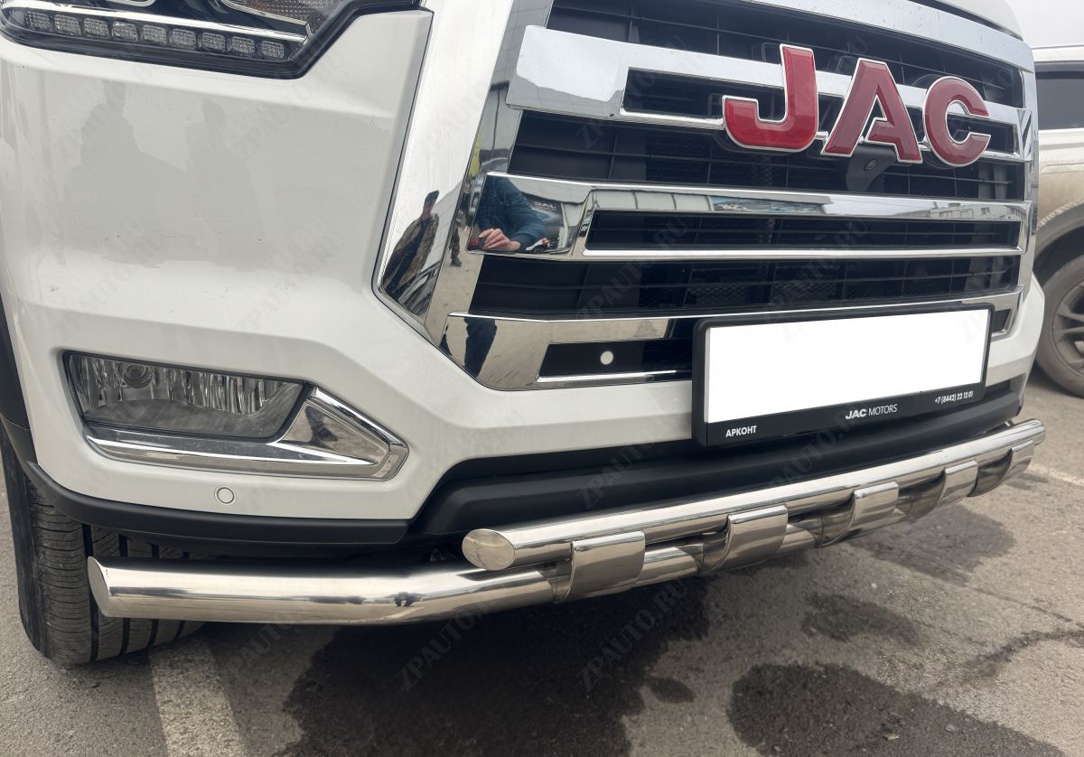 Защита переднего бампера двойная с перемычками для автомобиля JAC  T8 Pro 2020 арт. JAC.T8P.20.75