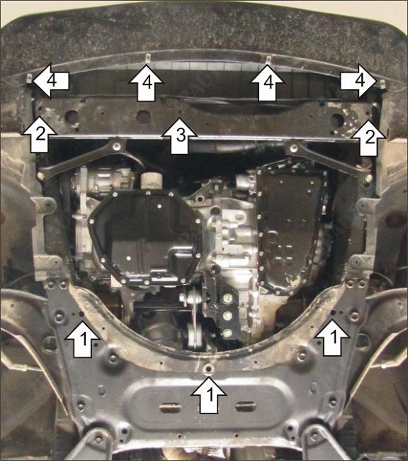 Защита стальная Мотодор (Двигатель; КПП), 2 мм,  Nissan Qashqai  2014-2015 арт. 71408