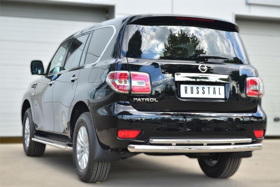 Защита заднего бампера d76/42 дуги для Nissan Patrol 2014, Slitkoff, PATZ-001734
