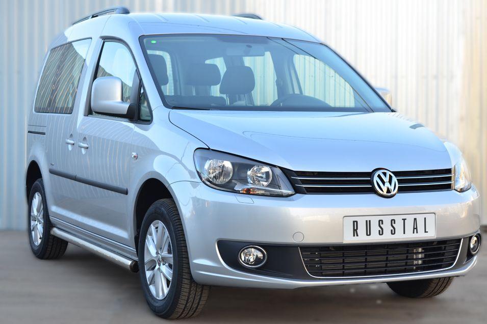 Пороги труба d57 вариант 2 короткая база для Volkswagen Caddy 2013, Slitkoff VCT-0015502