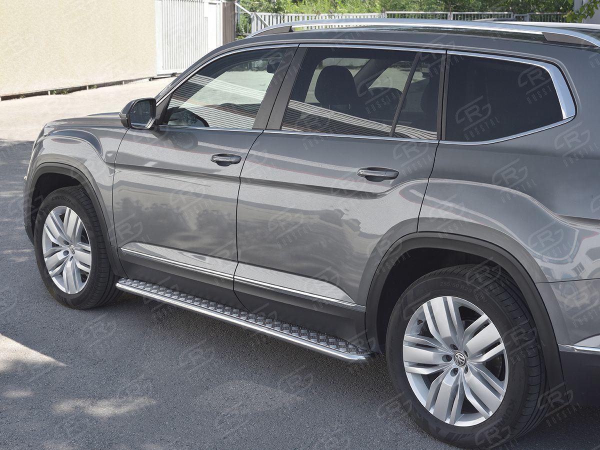 Пороги труба d42 с листом вариант 2 на Volkswagen Teramont 2017, Slitkoff VTML-0029932