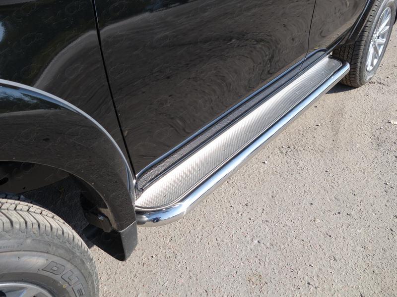 Пороги с площадкой (нерж. лист) 60,3 мм для автомобиля Fiat Fullback 2016-, TCC Тюнинг FIAFUL16-09