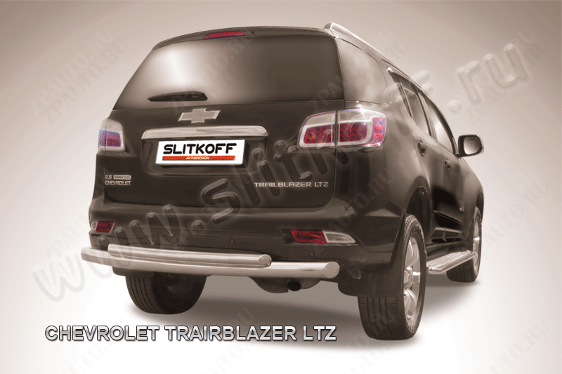 Защита заднего бампера d76+d57 двойная Chevrolet Trailblazer (2012-2016) , Slitkoff, арт. CHTB12-010