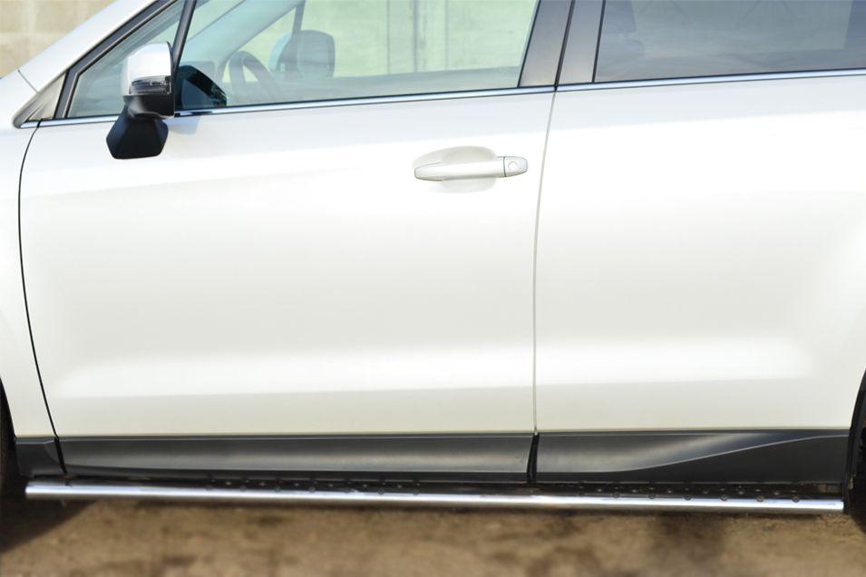Пороги труба d75х42 овал с проступью для Subaru Forester 2013, Руссталь SUFO-001601