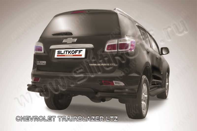 Уголки d76+d42 двойные черные Chevrolet Trailblazer (2012-2016) , Slitkoff, арт. CHTB12-014B
