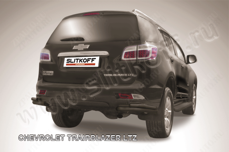 Уголки d57+d42 двойные черные Chevrolet Trailblazer (2012-2016) , Slitkoff, арт. CHTB12-016B