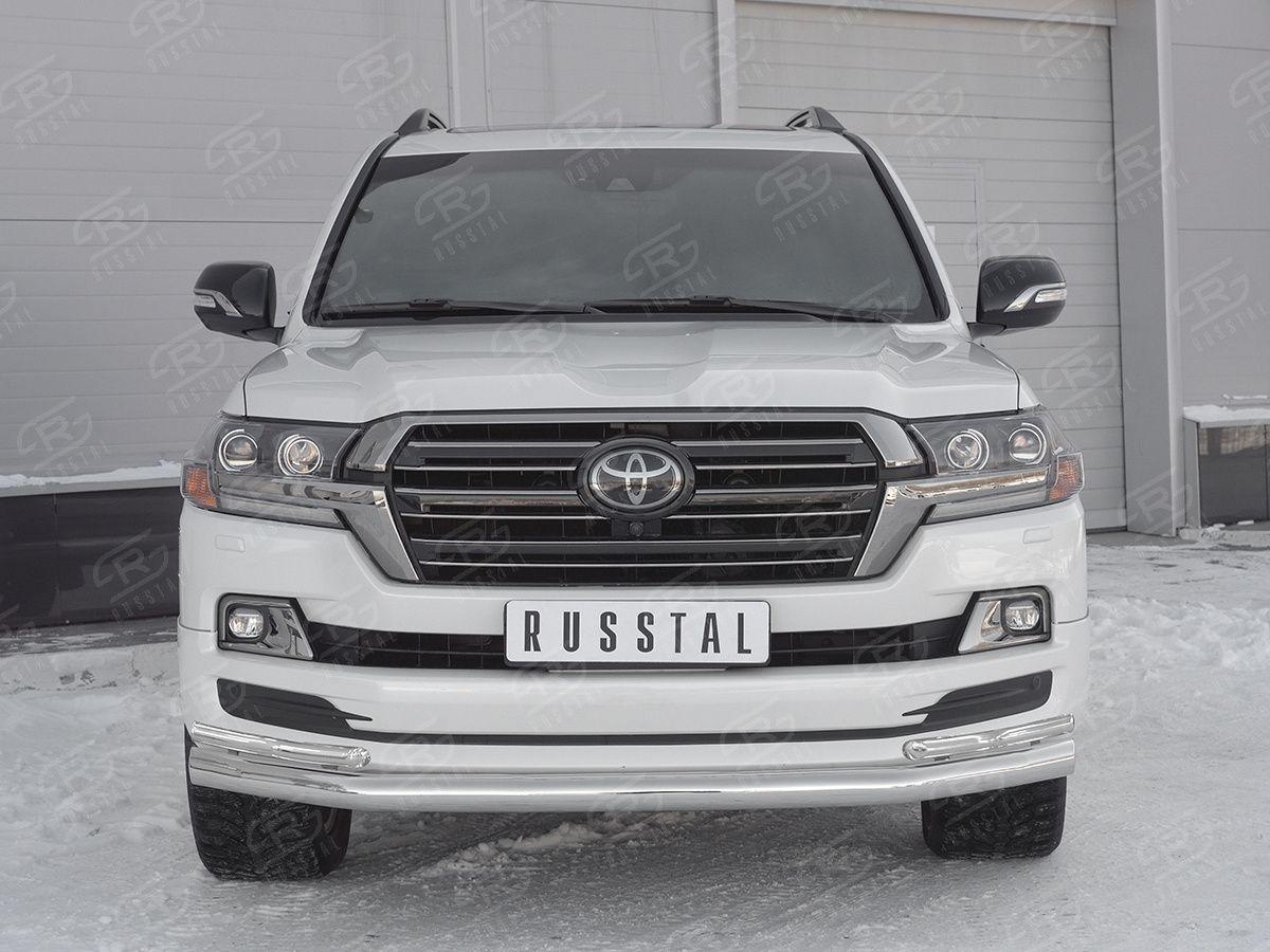 Защита переднего бампера d76/42 уголки на Toyota Land Cruiser 200 2017 Excalibur, Slitkoff TLCZ-002905