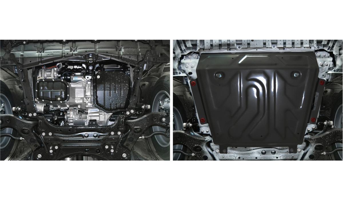 Защита картера и КПП АвтоБроня (увеличенная) для Toyota RAV4 CA40 (V - 2.0; 2.0D; 2.2D) 2012-2019, штампованная, сталь 1.8 мм, с крепежом, 111.05769.1