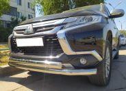 Защита переднего бампера двойная с двумя подгибами для автомобиля MITSUBISHI Pajero Sport 2017 арт. MSPS.17.06