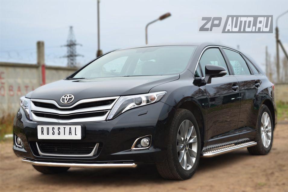 Пороги труба d42 с листом для Toyota Venza 2013, Slitkoff TVL-001480