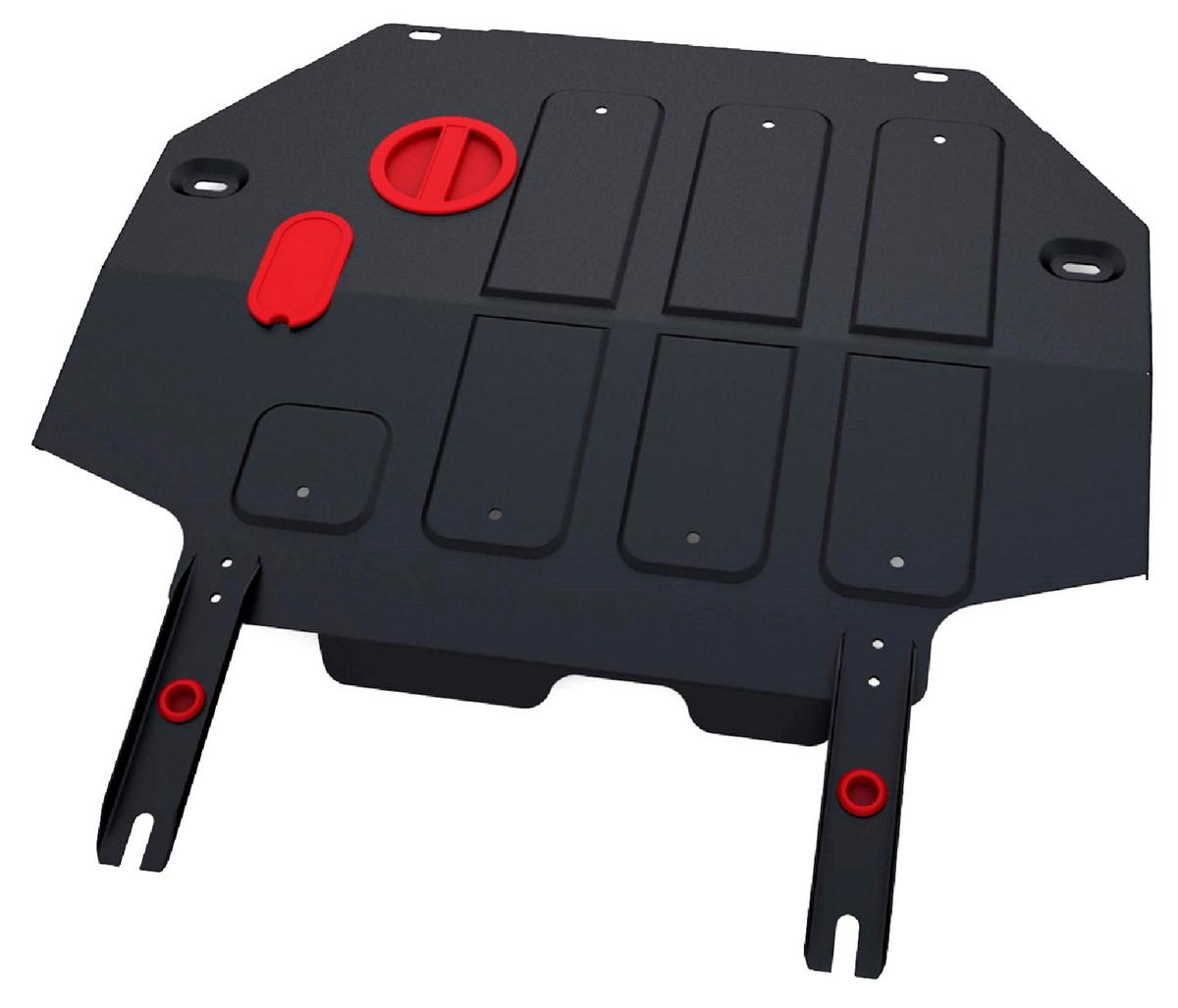 Защита картера и КПП АвтоБроня для FAW Oley (V - 1.5) МКПП 2014-2018, штампованная, сталь 1.8 мм, с крепежом, 111.08008.1