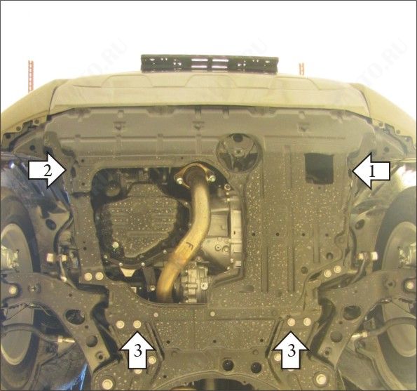 Защита двигателя, кпп стальная Motodor для Toyota RAV4 III 2005-2013 (2 мм, сталь), 02554