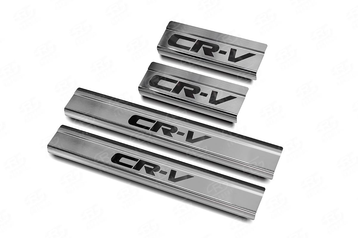 Накладки на пороги RUSSTAL (нерж., шлиф., надпись) HCRV17-03 для HONDA CR-V 2017-2020