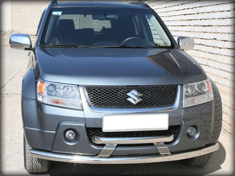 Дуга передняя по низу бампера d-60 радиусная двойная для Suzuki Grand Vitara 5d 2005-2007, Технотек GVN_8.1