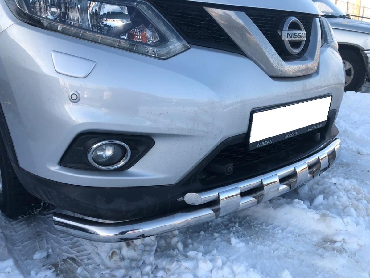 Защита переднего бампера двойная с перемычками для автомобиля NISSAN X-trail 2015 (Т32) Третье поколение арт. NXT.15.75