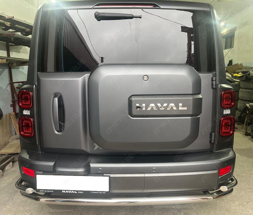 Защита заднего бампера угловая большая двойная для автомобиля Haval H9 2024- арт. HVH9.24.22