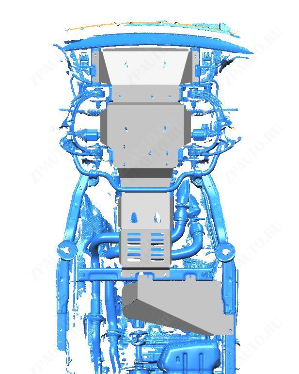 04.51ABC Защита днища JEEP Grand Wagoneer, V-6,4 (2021-) \ Wagoneer, V-5,7 4WD из 4-х частей (Алюминий 4 мм)