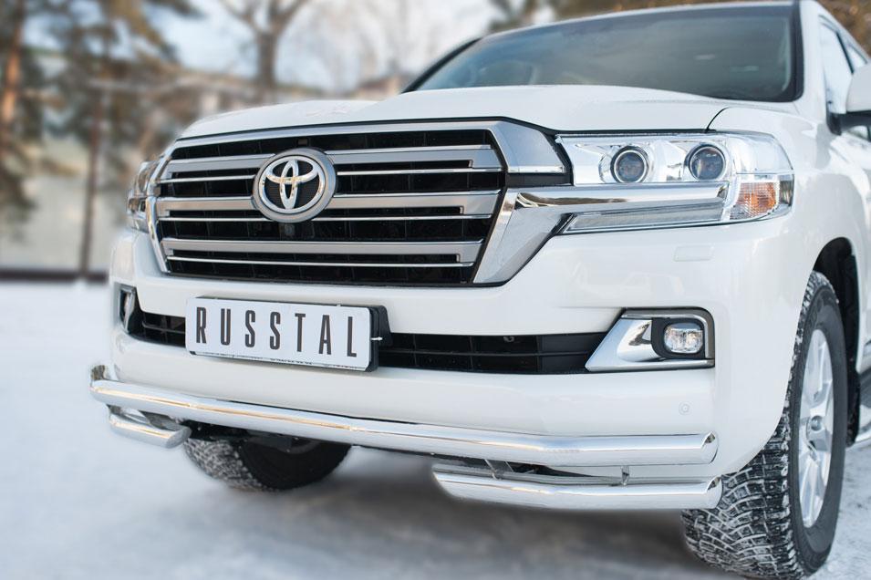 Защита переднего бампера d57/57 уголки для Toyota Land Cruiser 200 2015, Slitkoff TLCZ-002159