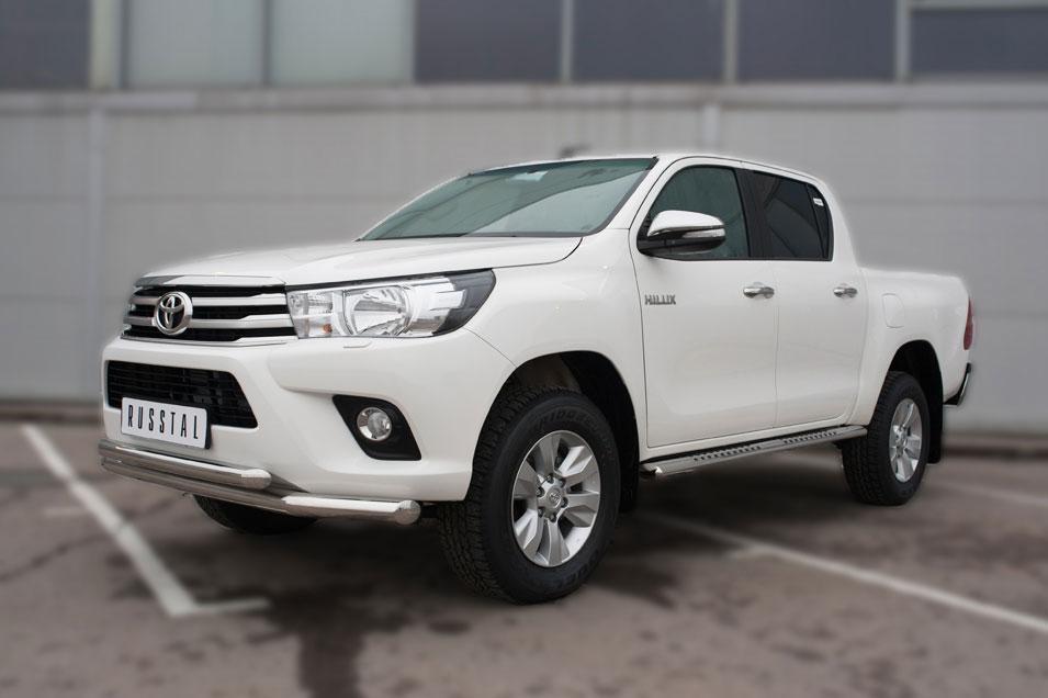 Защита переднего бампера d76/57 для Toyota Hilux 2015, Slitkoff THZ-002147