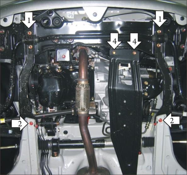 Защита стальная Мотодор (Двигатель, Коробка переключения передач), 2 мм, Сталь для Daewoo Matiz 2000-2016 арт. 70512