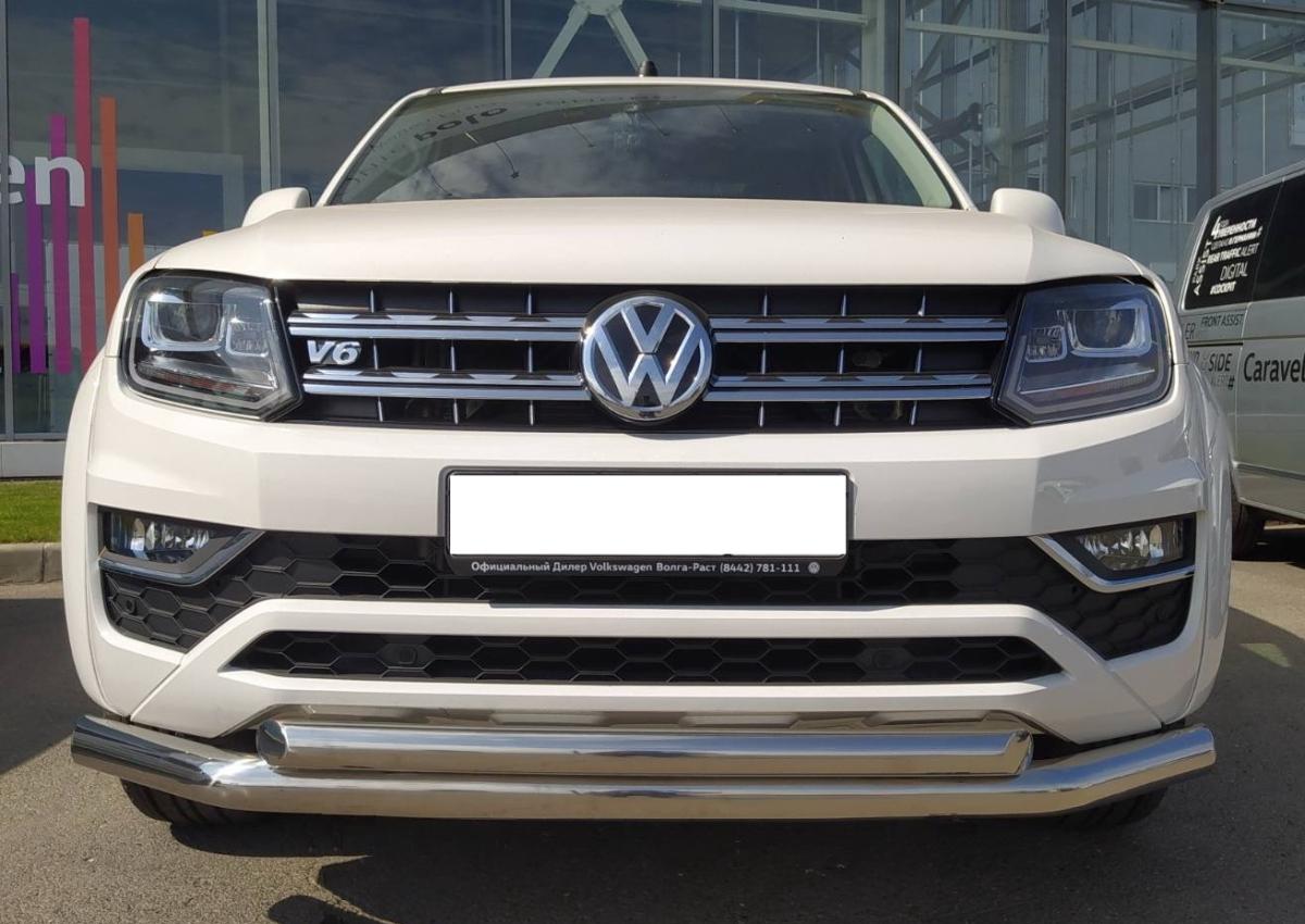 Защита переднего бампера двойная для автомобиля Volkswagen Amarok арт. VWA.16.04