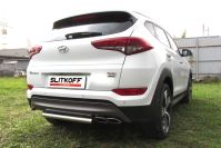 Защита заднего бампера d57 короткая Hyundai Tucson 4WD (2015-2018) Black Edition, Slitkoff, арт. HT4WD15008BE