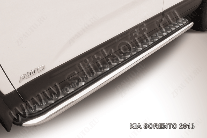 Защита порогов d57 с листом усиленная Kia Sorento (2012-2021) Black Edition, Slitkoff, арт. KS13-008BE