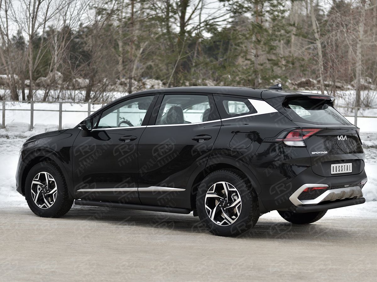 KIA SPORTAGE 2021- Защита заднего бампера d57 секции black (NOT STYLE AND X-LINE) KSZ-004034CH