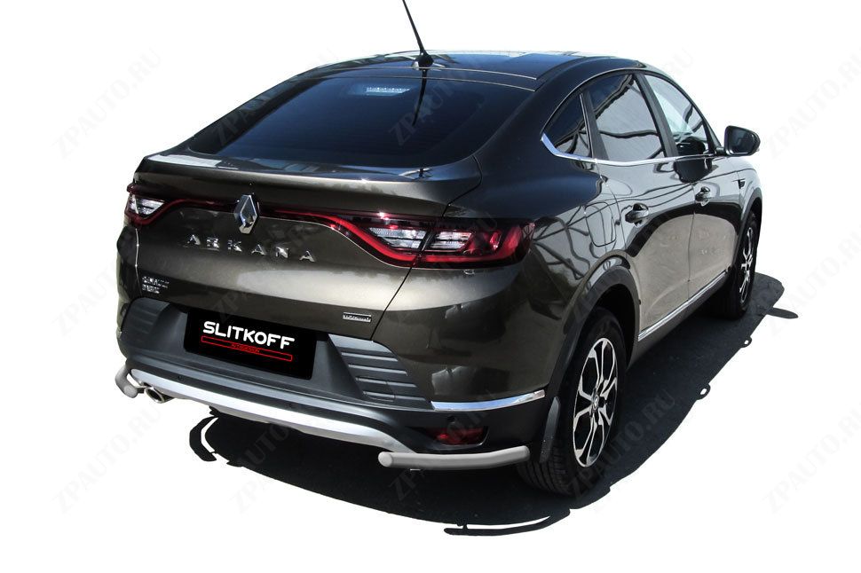Уголки d42 серебристые Renault Arkana (2019-2023) , Slitkoff, арт. RAR4WD006S
