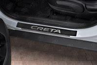 Накладки на пороги RUSSTAL (нерж., карбон, надпись) HYCER16-06 для автомобиля Hyundai Creta 2016-, РусСталь