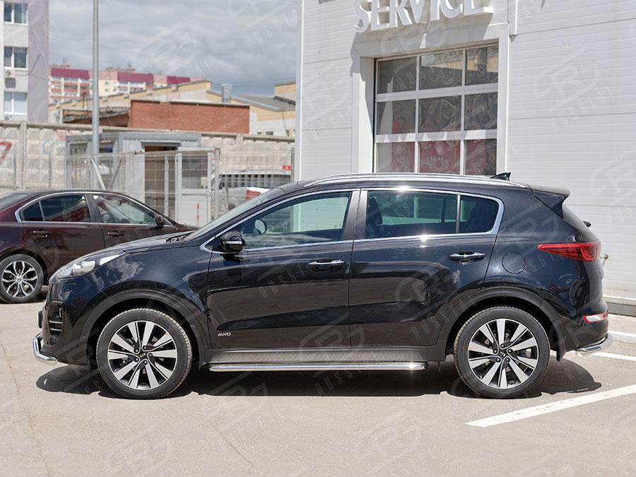 Пороги труба d42 с листом вариант 3 Kia Sportage 2016, Slitkoff KSL-0022913