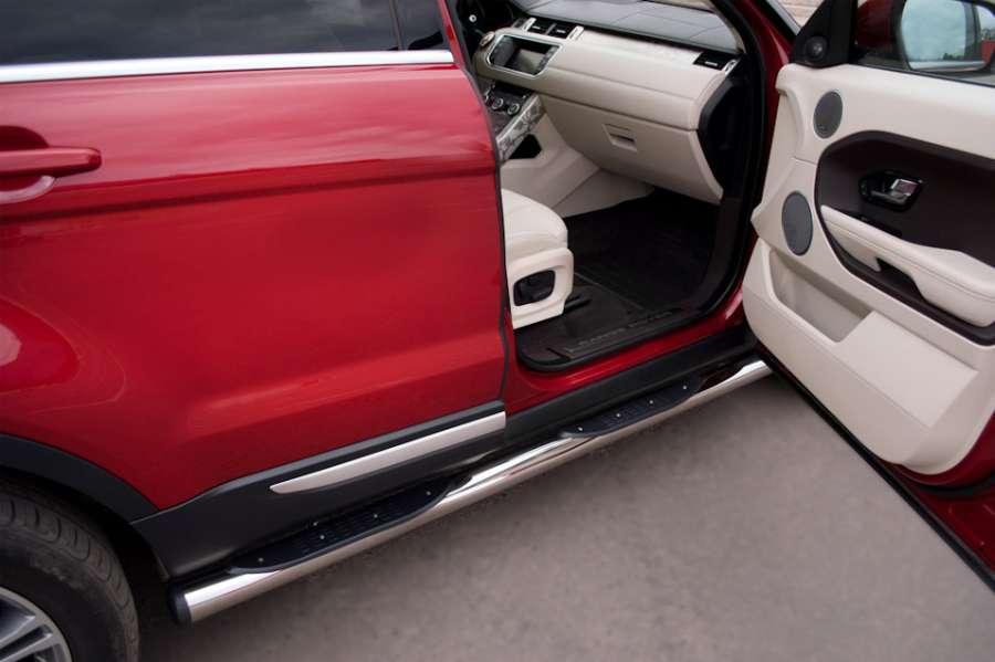 Пороги труба d76 с накладками вариант 2 для Land Rover Evoque Prestige Pure, Slitkoff REPT-0008052