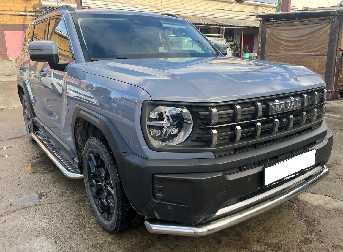 Пороги с накладным листом для автомобиля HAVAL H3 2024 арт. HVH3.24.41